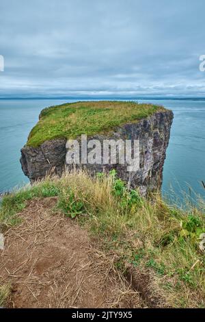 Cape Split ist eine Landzunge an der Küste der Bay of Fundy in Nova Scotia. Es ist bekannt für seine 14 km Wanderung zum Aussichtspunkt sowie seine Rugg bekannt Stockfoto