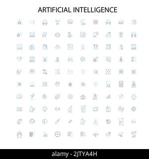 Künstliche Intelligenz Symbole, Schilder, Umrisssymbole, Konzept lineare Illustration Linie Sammlung Stock Vektor