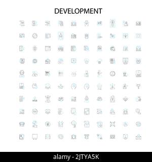 Entwicklung Symbole, Schilder, Umrisssymbole, Konzept lineare Illustration Linie Sammlung Stock Vektor