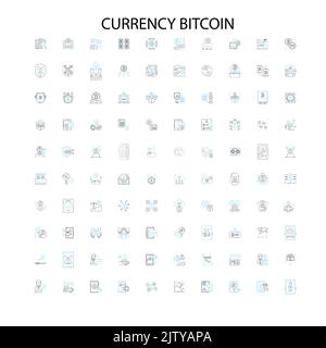 Währung Bitcoin Symbole, Zeichen, Umrisssymbole, Konzept lineare Illustration Linie Sammlung Stock Vektor