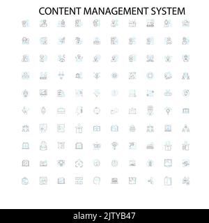 Content-Management-System Symbole, Schilder, Umrisssymbole, Konzept lineare Illustration Linie Sammlung Stock Vektor