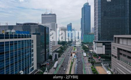 Jalan Bundaran HI Zentrum von Jakarta auf Java, Indonesien Stockfoto