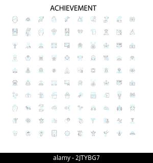 Achievement Icons, Schilder, Umrisssymbole, Konzept lineare Illustration Linie Sammlung Stock Vektor