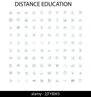 Fernunterricht Symbole, Schilder, Umrisssymbole, Konzept lineare Illustration Linie Sammlung Stock Vektor