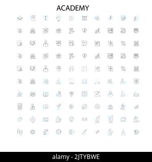 akademie Symbole, Schilder, Umrisssymbole, Konzept lineare Illustration Linie Sammlung Stock Vektor