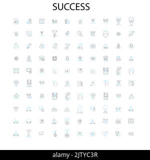 Success Icons, Schilder, Umrisssymbole, Konzept lineare Illustration Linie Sammlung Stock Vektor