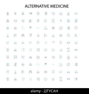 Alternative Medizin Symbole, Schilder, Umrisssymbole, Konzept lineare Illustration Linie Sammlung Stock Vektor