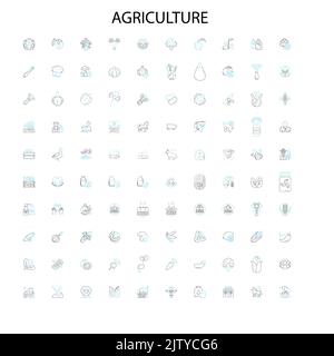 Landwirtschaft Konzept Symbole, Schilder, Umrisssymbole, Konzept lineare Illustration Linie Sammlung Stock Vektor