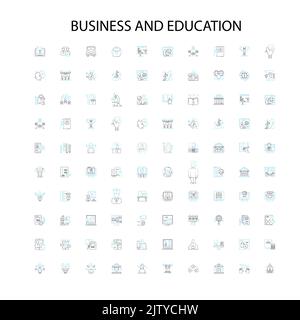 Business und Bildung Symbole, Schilder, Umrisssymbole, Konzept lineare Illustration Linie Sammlung Stock Vektor