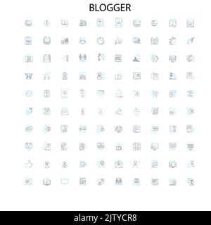 Blogger Symbole, Schilder, Umrisssymbole, Konzept lineare Illustration Linie Sammlung Stock Vektor