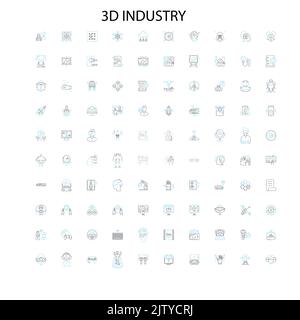 3D Industrie-Symbole, Schilder, Umrisssymbole, Konzept lineare Illustration Linie Sammlung Stock Vektor