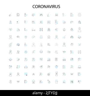 Coronavirus-Symbole, Zeichen, Umrisssymbole, Konzept lineare Illustration Linie Sammlung Stock Vektor