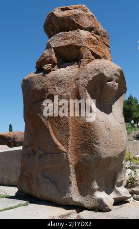 Ansicht des Sphinx-Tores aus der Hittiterzeit in Alacahöyük. Corum, Türkei Stockfoto