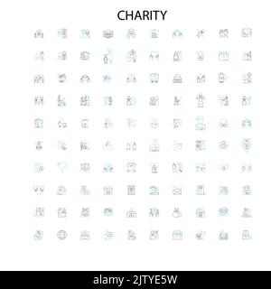 Charity Symbole, Zeichen, Umrisssymbole, Konzept lineare Illustration Linie Sammlung Stock Vektor