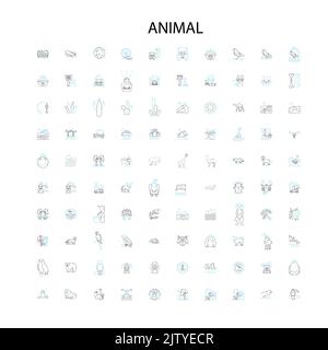 Tier Symbole, Zeichen, Umrisssymbole, Konzept lineare Illustration Linie Sammlung Stock Vektor