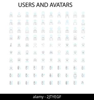 Diversity Avatar Symbole, Zeichen, Umrisssymbole, Konzept lineare Illustration Linie Sammlung Stock Vektor