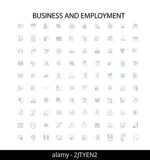 Geschäfts- und Beschäftigungssymbole, Schilder, Umrisssymbole, Konzept lineare Illustration Linie Sammlung Stock Vektor