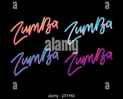 Zumba Dance Studio Text. Kalligraphie Wort Banner Design. Aerobe Fitness. Vektor-Handschriftendarstellung Stock Vektor