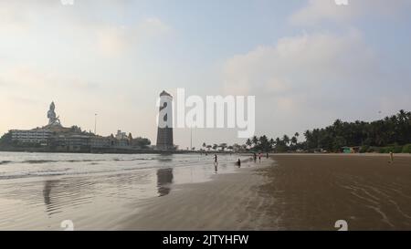 Der Blick auf den Strand von Murudeshwar Devasthan, Uttara Kannada. Karnataka. Stockfoto