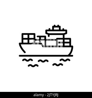 Frachtschiff mit Container olor line icon. Piktogramm für Webseite Stock Vektor