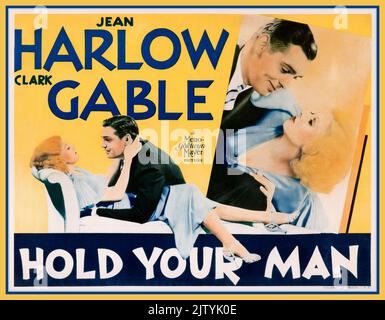 Vintage 1933 Movie Film Poster „Hold Your man“ mit Jean Harlow und Clark Gable Hollywood USA Stockfoto