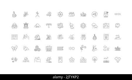 Klima-Ideen, lineare Symbole, Linienzeichen gesetzt, Vektor-Sammlung Stock Vektor