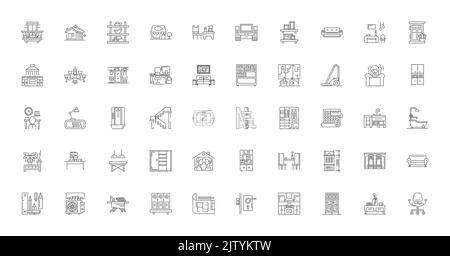 Apartment Ideen, lineare Symbole, Linienschilder Set, Vektor-Sammlung Stock Vektor