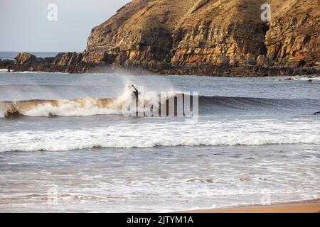 Surfen im Melvich Bay Sutherland an der Nordküste 500 Stockfoto