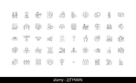 Karriere Entwicklung Konzept Illustration, lineare Symbole, Linie Zeichen gesetzt, Vektor-Sammlung Stock Vektor