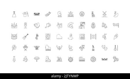Kulturideen, lineare Symbole, Linienschilder, Vektorsammlung Stock Vektor