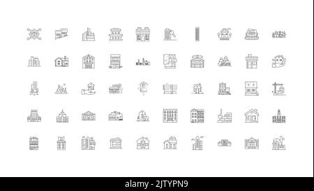 Startseite Ideen, lineare Symbole, Linie Zeichen gesetzt, Vektor-Sammlung Stock Vektor