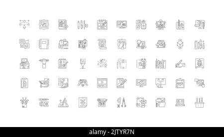 Grafische Design-Ideen, lineare Symbole, Linienzeichen gesetzt, Vektor-Sammlung Stock Vektor