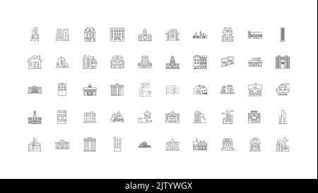 Realty Ideen, lineare Symbole, Linienzeichen Satz, Vektor-Sammlung Stock Vektor