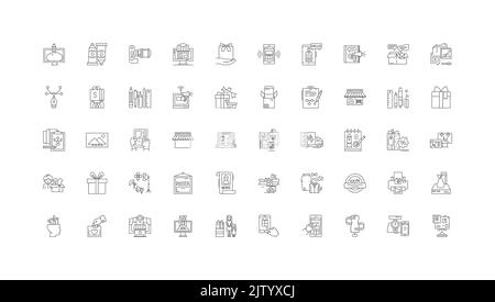 Produktionsideen, lineare Symbole, Linienschilder, Vektorsammlung Stock Vektor