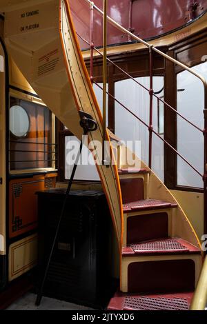 Ausstellungen im National Tramway Museum in Crich Matlock Stockfoto