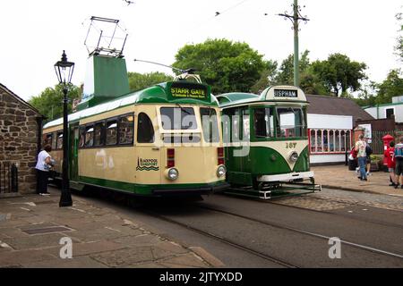 Ausstellungen im National Tramway Museum in Crich Matlock Stockfoto