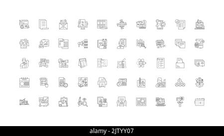 Programm-Ideen, lineare Symbole, Linienzeichen-Set, Vektorsammlung Stock Vektor
