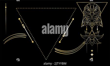 Geometrische Tattoo goldene Luxus Adler Linien Hintergrund Karte Illustration im Vektor-Format Stock Vektor