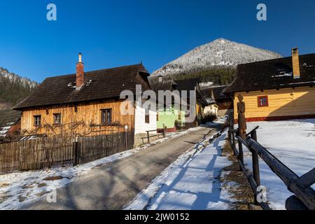 Vlkolinec Dorf UNESCO-Website in Velka Fatra Berge, Slowakei Stockfoto