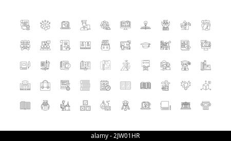 High School Konzept Illustration, lineare Symbole, Linie Zeichen gesetzt, Vektor-Sammlung Stock Vektor