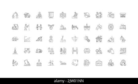 Workflow-Ideen, lineare Symbole, Satz von Linienzeichen, Vektorsammlung Stock Vektor