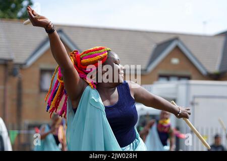 Ingoma Nshya Drummers aus Ruanda beim Clifton Street Festival 2022 Stockfoto