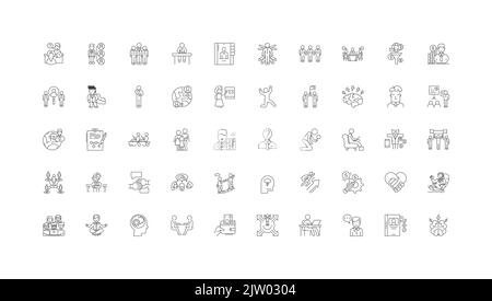 Psychologie Konzept Illustration, lineare Symbole, Linienzeichen Set, Vektor-Sammlung Stock Vektor