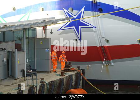 Norwegian Star Cruise Liner, River Mersey, Liverpool, Merseyside, Großbritannien Stockfoto