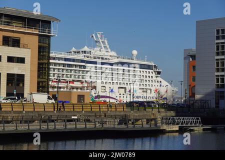 Norwegian Star Cruise Liner, River Mersey, Liverpool, Merseyside, Großbritannien Stockfoto