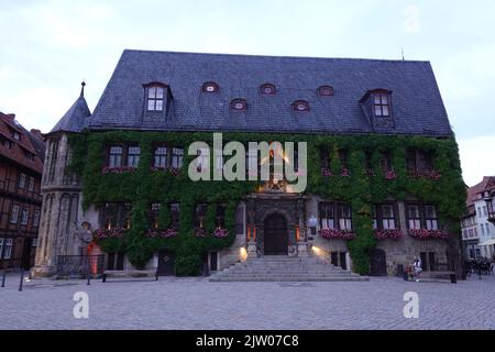 Rathaus Quedlinburg, UNESCO-Weltkulturerbe, Sachsen-Anhalt, Norddeutschland, Europa Stockfoto