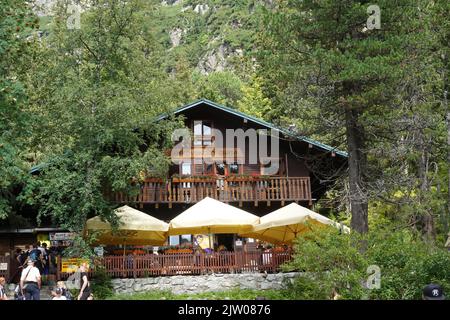 Zamkovskeho Chata, ein Chalet eine Stunde zu Fuß von Hrebienok auf dem roten Weg, hohe Tatra, Slowakei, Europa Stockfoto