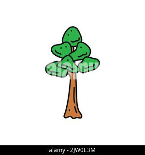 Doodle farbigen Baum-Symbol auf weißem Hintergrund isoliert. Stock Vektor