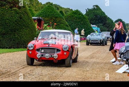 Autos, die am Concours of Elegance 2022 im Hampton Court Palace ankommen Stockfoto