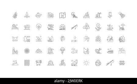 Sommer Konzept Illustration, lineare Symbole, Linie Zeichen gesetzt, Vektor-Sammlung Stock Vektor